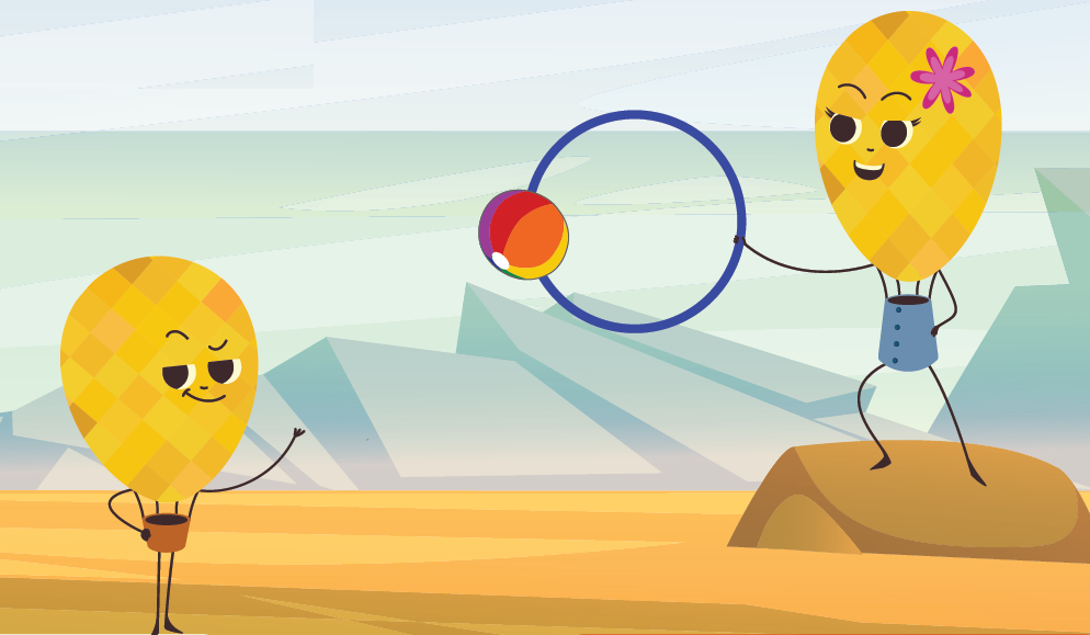 Standa a Viki a míč s obručí